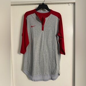 Nike Dri-FIT Red and Gray Baseball T-shirt